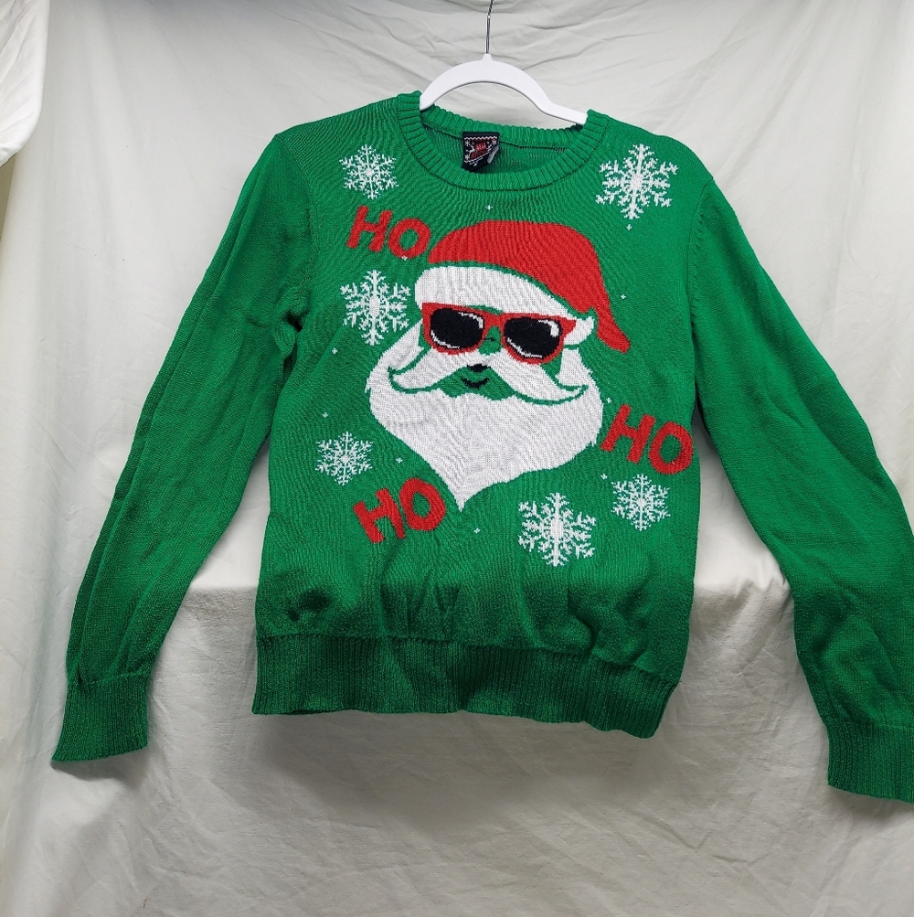 Santa Claus Hipster "Ho Ho Ho" Ugly Christmas Sweater Women's Size: Medium